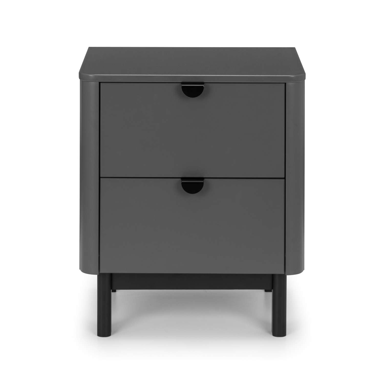 Read more about Dark grey modern 2 drawer bedside table with legs chloe julian bowen